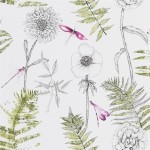 Designers Guild Acanthus  PDG1022/04 Moss- purple and moss green on a white background
