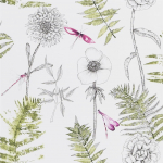 Designers Guild Acanthus  PDG1022/04 Moss- purple and moss green on a white background
