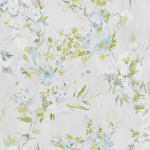 Designers Guild Faience  PDG1024/02 Duck Egg- sky blue, lime green and white on an ecru background