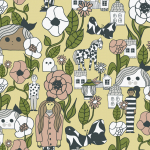 Marimekko MARIKYLA JV-25167 Pastel yellow, dusty rose pink, brown, light grey, green, black & w...