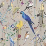 Christian Lacroix Birds sinfonia PCL7017/05 Cuivre - Multicoloured birds in vibrant shades of blue, lemon, and ...