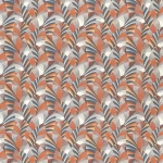 Osborne & Little CHRYSLER F6862-02 Terracotta orange, white and slate grey with blue accents