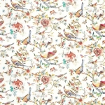 Nina Campbell PERDANA NCF4245-04 Coral red, yellow and cream with blue details