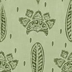 Mind The Gap BETHEL BATIK WP30077 Features olive green and moss green on a smoke green background.