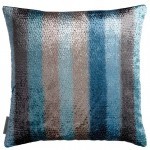 Matthew Williamson Eden Stripe Cushion C103-04 Blue, brown, gold and silver
