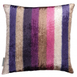 Matthew Williamson Eden Stripe Cushion C103-05 Purple, pink, cream, gold, silver and navy