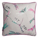 Matthew Williamson Samana Dragonfly Dance Cushion C104-02 Cream, pink, blue and black