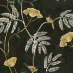 Today Interiors Kohana Branch CH30310 Black, grey/taupe, off-white, teal, brown, sand, peach and amber