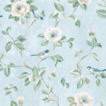 Today Interiors ARANG FLORA TRAIL  CH30802 Soft powder blue, off-white, taupe, green, dark blue