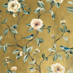 Today Interiors ARANG FLORA TRAIL Vinyl CH30805 Metallic gold, cream, beige, blush pink, green, blue, brown