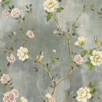 Today Interiors JANGMI TRAIL Vinyl CH31627 Silver, pewter, hints of copper, soft pink, cream, tan, green, brown