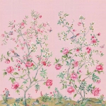Today Interiors Carl Robinson 19 CL33100M-CL33110M CL33101M Soft green leaves and branches with vibrant pink, white, and yellow...
