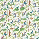 Osborne & Little Cockatoos Fabric F6050-01 Multicolour/White/Green