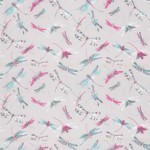 Matthew Williamson Dragonfly Dance Fabric F6630-03 Pink, turquoise and greys