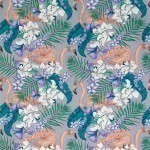 Matthew Williamson Flamingo Club Fabric F6790-05 Lavender/Ivory/Pale Electric Blue/Teal