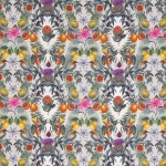 Osborne & Little Talavera Fabric F7242-02 pale sand and green on a stone background