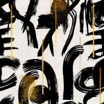 Mind The Gap Gestural Abstraction WP20332 Black, White, Gold
