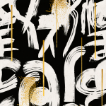Mind The Gap Gestural Abstraction WP20331 Black, White, Gold
