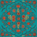 Mind The Gap Hindu Bloom WP20408 Red, Turquoise, Gold
