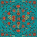 Mind The Gap Hindu Bloom WP20408 Red, Turquoise, Gold
