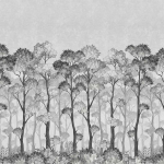 Timeless Design Hinoki Forest Mural TD0201-04 Black and white