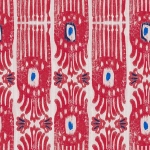 Mind The Gap IKAT WP20819 A striking blend of deep berry red and crisp white on a raspberry r...