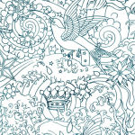 Jean Paul Gaultier HORIMONO 3303-05 Petrol blue lines on iridescent off white background.