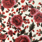 Jean Paul Gaultier MACAO 3341-02  Soft cream background with rosy pink, warm red, and blush peach flo...