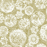 Jean Paul Gaultier PUNTO MADAMA 3334-02 Old gold background with intricate white embroidery.