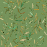 Jannelli & Volpi OLIVERAIE JV-7257 Muted, warm sage green background featuring leaves in muted tones o...
