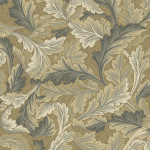 KT Exclusive William Morris LEAF  KT30206 Dark beige background with taupe, cream and grey foliage.