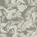 KT Exclusive William Morris LEAF  KT30208 A soft grey background with white, taupe and anthracite grey foliage.