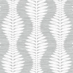 Today Interiors COASTAL HAVEN LN40500-LN40518 LN40508 White leaf designs set against a subtle light grey background.