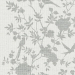 Today Interiors COASTAL HAVEN LN41002-LN41012 LN41008 Light grey bird and floral silhouettes on a cream woven-texture bac...