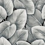 Today Interiors SAVANNAH GRASS LS60300-LS60306 LS60300 Black background with grey and white leaves, accented with subtle g...