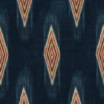 Mind The Gap MAIYSHA WP30085 Showcases shades of terracotta and burnt orange on an indigo blue b...