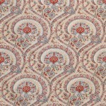 Nina Campbell Les Indiennes Fabrics NCF4330-01 teal, white and taupe on a red background