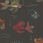 Nina Campbell Aquarium NCW3833-01 Matt black provides an ideal backdrop for the flamboyant fish colou...