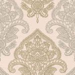 Nina Campbell Bergonzi NCW4013-04 Silver and gold on palest peach.