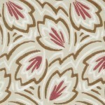 Nina Campbell Elcho NCW4122-04 White, coral, burnished gold on buff.