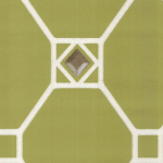 Nina Campbell Huntly NCW4126-03 Ivory trellis on pale lime with gilver studs.