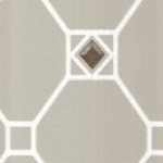 Nina Campbell Huntly NCW4126-05 White trellis on French grey with gilver studs.