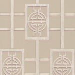 Nina Campbell Sansui NCW4181-01 Pale taupe ground with pearl trellis.