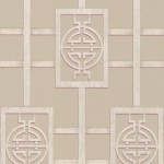 Nina Campbell Sansui NCW4181-01 Pale taupe ground with pearl trellis.