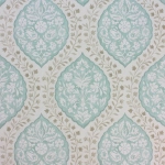 Nina Campbell Marguerite NCW4304-05 Aqua and taupe on an ivory background
