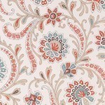 Nina Campbell Baville NCW4351-01 red, teal and taupe on a white background