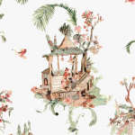 Nina Campbell Toile Chinoise NCW4497-02 Coral/Green