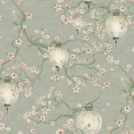 Timeless Design Sakura TD0401-05 Sakura cherry blossom in light pink against a pale sage green backg...