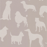 Osborne & Little Best In Show W6181-01 Beige dogs on pale gilver.
