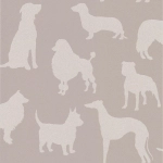Osborne & Little Best In Show W6181-01 Beige dogs on pale gilver.